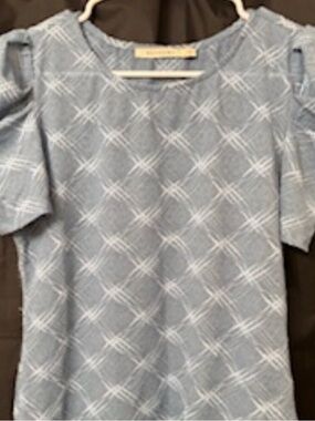 Ellison Light Blue Plaid Puff Sleeve Blouse